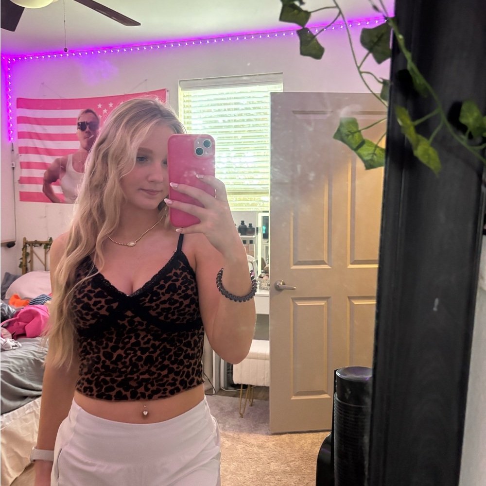 Wild Fable Black and Brown Leopard Crop Top